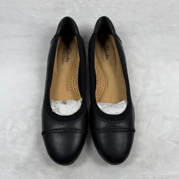 Clarks‎ Sara Bay Black Leather Ballet Flats Ultimate Comfort Round Toe Shoes 8M - Image 9