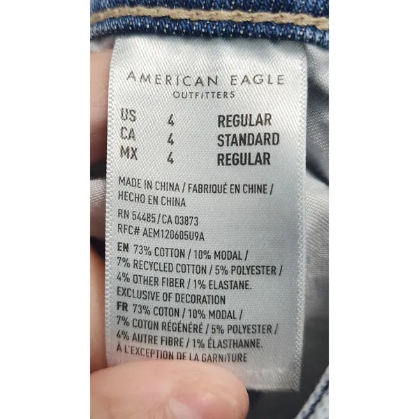 American Eagle Mom Jeans High Waisted‎ Light Wash Denim Stretch Womens 4 - Image 6