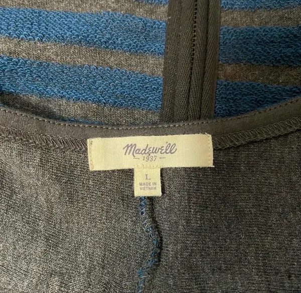 Madewell Striped Back Zip Sweater Blue & Gray Boxy Pullover - Image 8