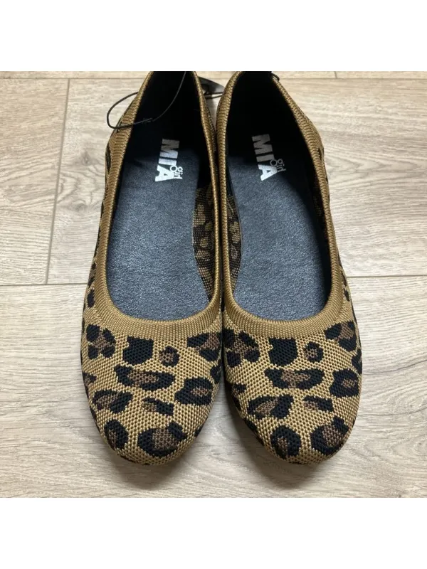 MIA Size 8 Cheetah Print Rubber Sole Stretch Ballet Flat Loafer Shoe, New - Image 3