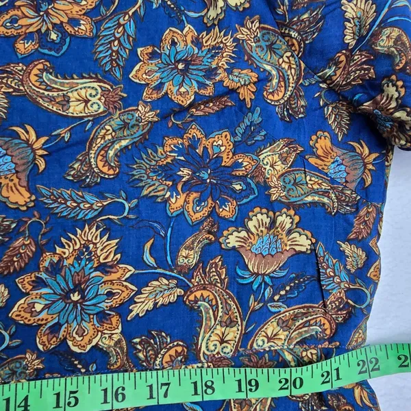 Natural Life Blue Floral‎ Paisley Button Front Mini Dress XL Long Sleeve Boho - Image 7