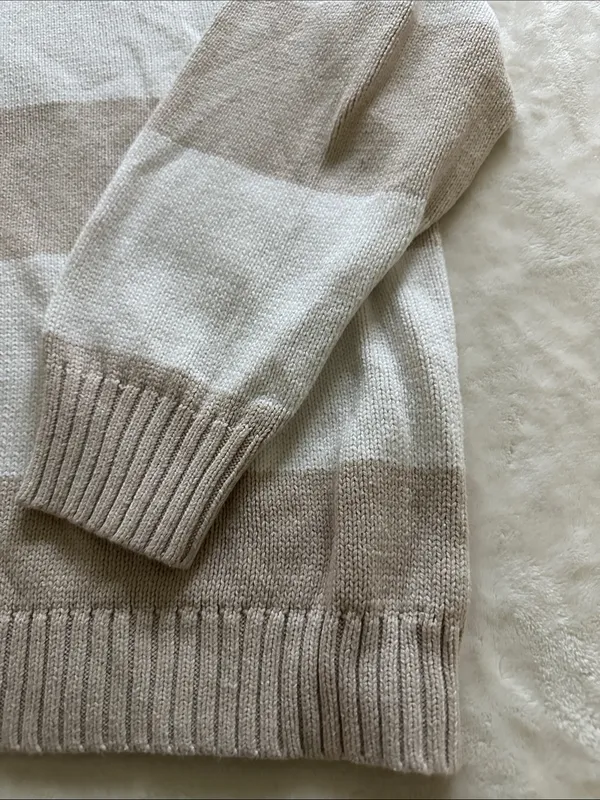 Hollister Classic Striped Crewneck Sweater - Beige & Cream - Image 3