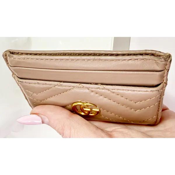 Gucci Marmont GG Chevron Calfskin Leather Card Case - Image 9