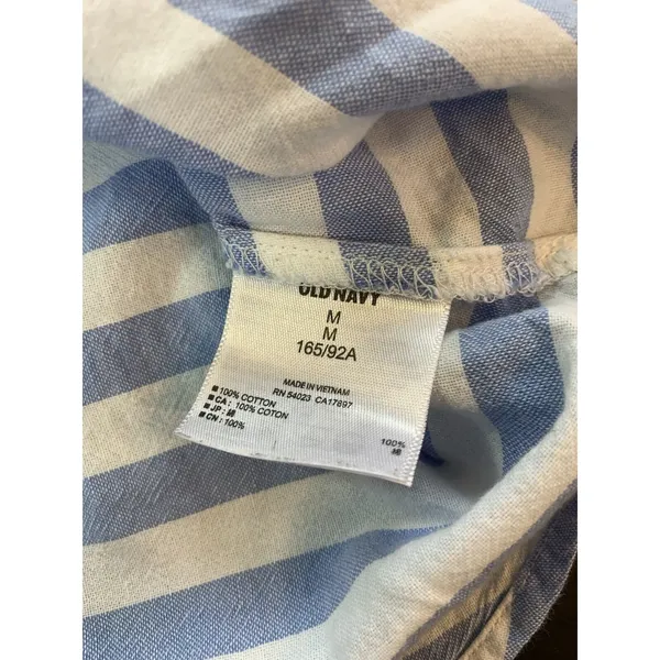 Old Navy Top Womens Medium Blue Striped Oxford‎ Popover Tunic Coastal Preppy - Image 6