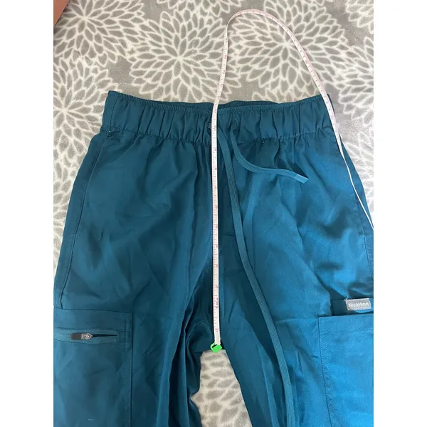 Teal Blue Jogger‎ Scrub Pants sz XS High Waisted Cargo Pocket Pull On Athleisure - Image 9