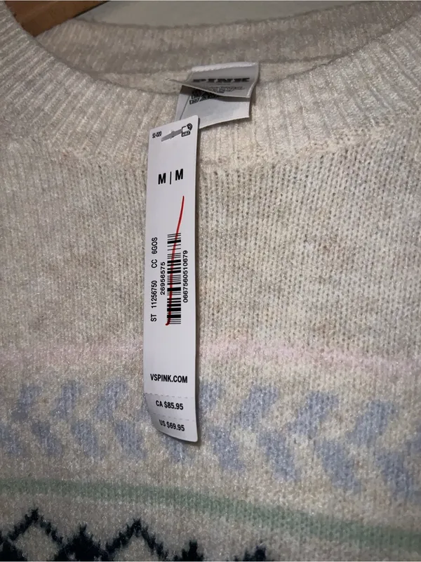 PINK - Victoria's Secret PINK COLLEGIATE KNIT CREWNECK SWEATER MEDIUM SKI CLUB - Image 9