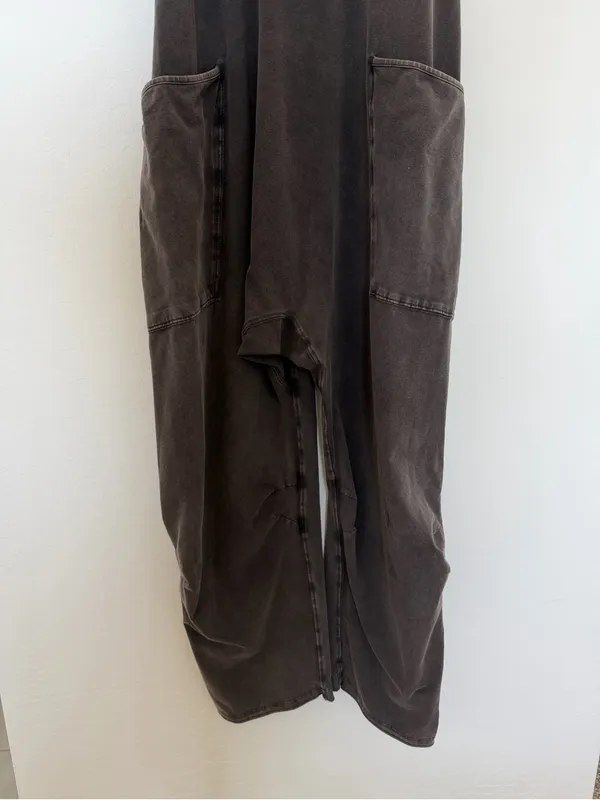 Free People Washed Black Spaghetti-Strap Jumpsuit - Image 5