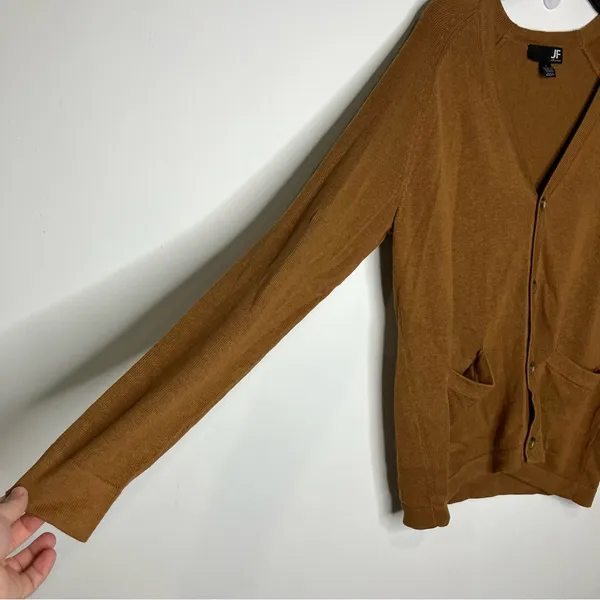 JF J. Ferrar brown cardigan sweater button‎ front pockets large trendy casual - Image 2