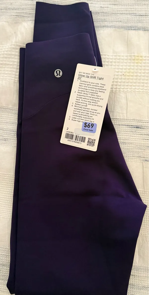 NWT Lululemon Glow Up SHR Tight 25” Leggings | Size 2 | Deep Luxe Purple - Image 4