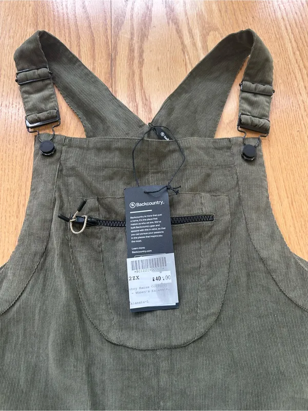 Backcountry Kamas Corduroy Overalls Womens L Kalamata Green NWT Utility Cargo - Image 5