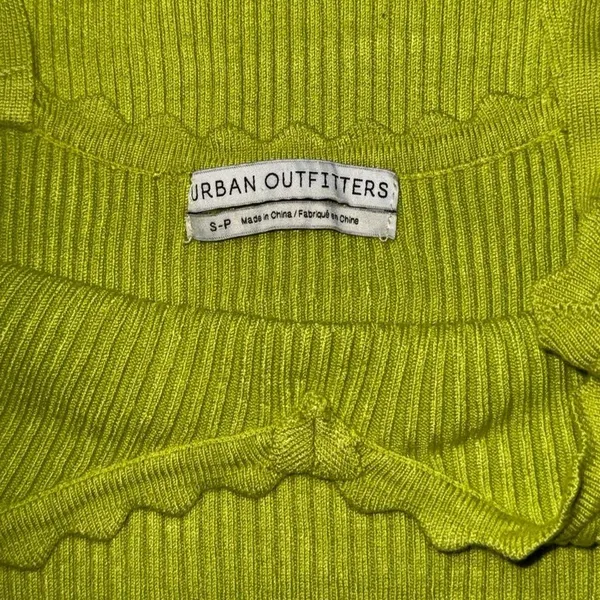 Urban Outfitters Lime Green Knit Sweater Bodycon Midi Dress w/ Spaghetti Straps - Image 4