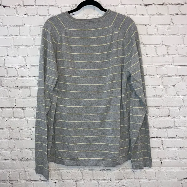 Banana‎ Republic Factory Thermal Shirt XL Gray Striped Long Sleeve Knit Top - Image 2