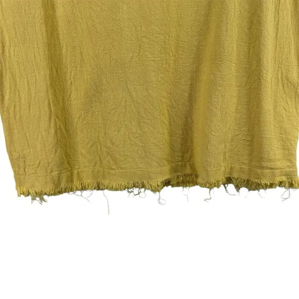 ShopTheMint Women M Yellow Boho Smocked Short Sleeve‎ Linen Blouse Fall Layering - Image 4