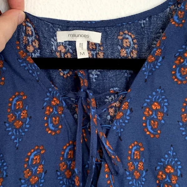 5/$25 Maurices Paisley‎ Tank Top Lace Up Neckline - Image 5