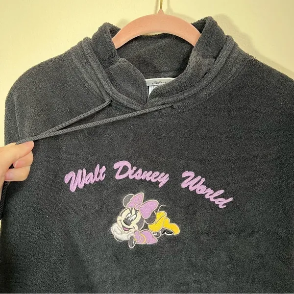 ✨ Vintage‎ Disney Black Minnie Mouse Walt Disney World Terry Sweatshirt Large - Image 3