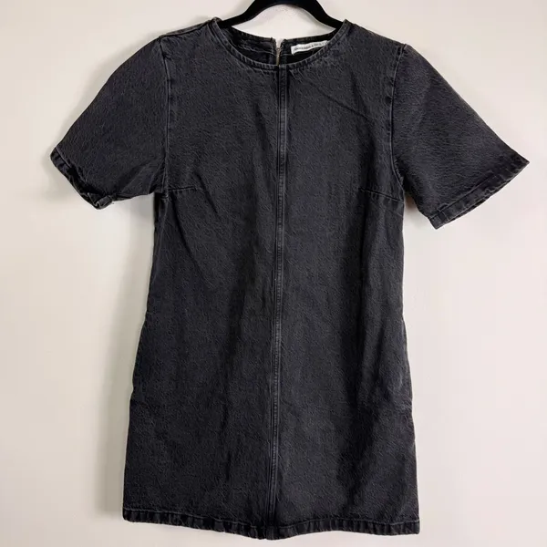 Abercrombie & Fitch Washed Black Denim Mini Shift Dress Short‎ Sleeve Small NEW - Image 2