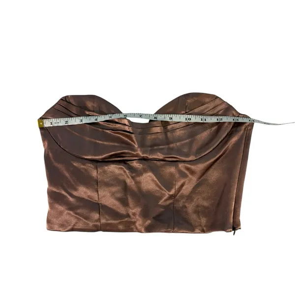 Zara Satin Effect Corset Top Rose Bronze Strapless Bustier Women S NWT - Image 9