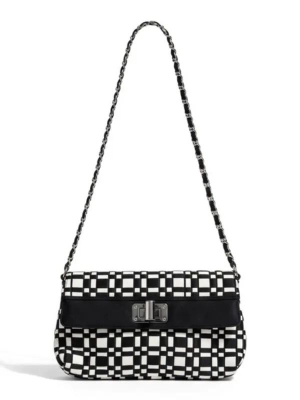 White House Black Market WHBM 𖣴 Checkerboard Chain Handle Mini Bag 𖣴 B + W 𖣴 - Image 2