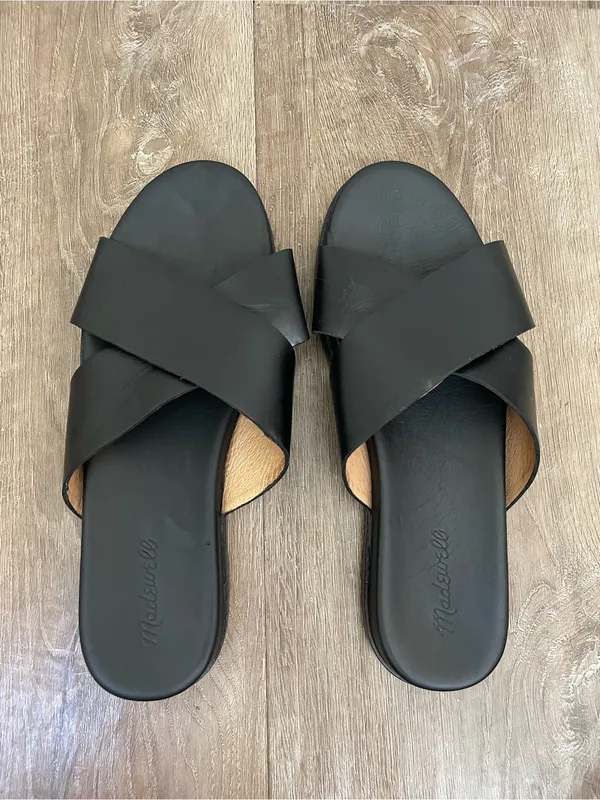 Madewell The Louisa Crisscross Slide Women’s Size 10 Black Leather Sandals - Image 5