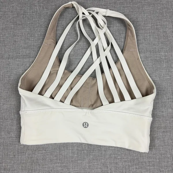 Lululemon Free to Be Moved Bra Womens 2 White Strappy Back Longline LW2ATCS - Image 3