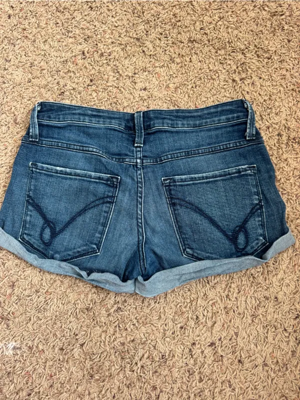 Bebe Dark Blue Rolled Cuff Denim Shorts size 26 - Image 3
