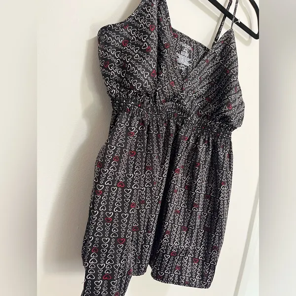 ENCHANTING Hearts Flowy Women’s Silky Satin Y2K Babydoll Tank Top Sz M EUC - Image 3