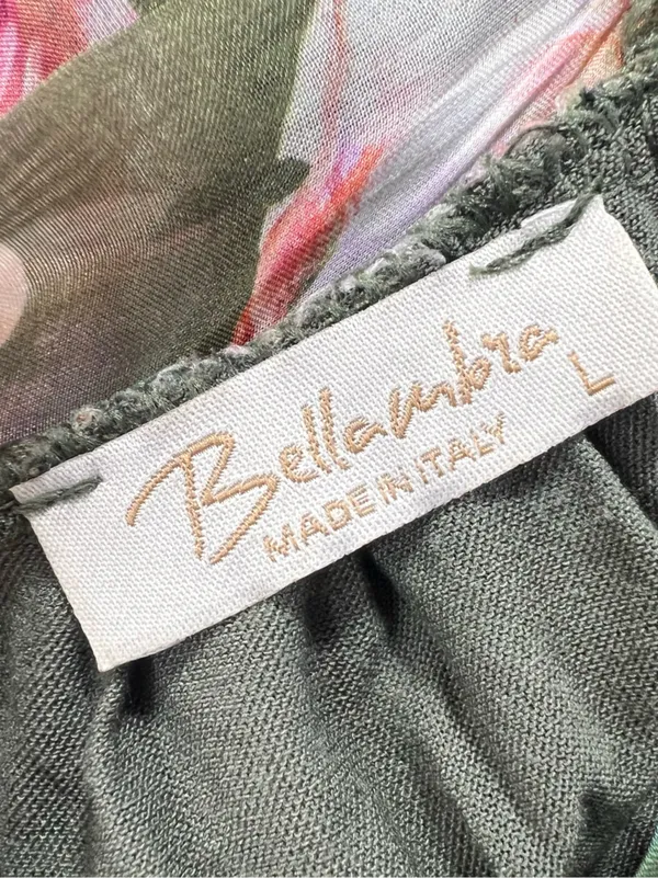 Bellambra Made in Italy Silk Blend Sage Green Floral Halter Maxi Dress - Image 7
