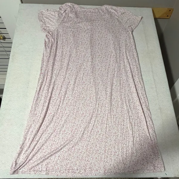 Laura Ashley Womens XL Pink Floral Lace Trim Short Sleeve Nightgown Sleep Dress - Image 4