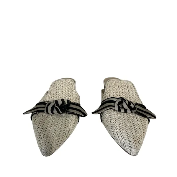 Cupcakes and Cashmere women's Nasha beige woven bow slide Mules size 7‎ - Image 3