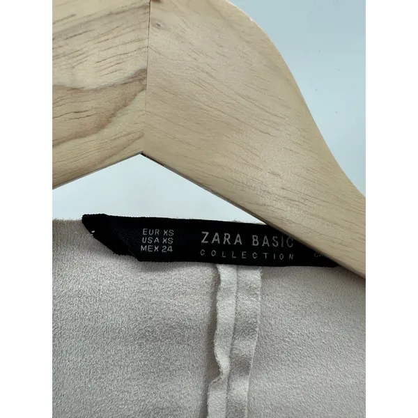 Zara Cream Faux Suede Open Front‎ Lightweight Draped Jacket Womens XS HH8 - Image 5