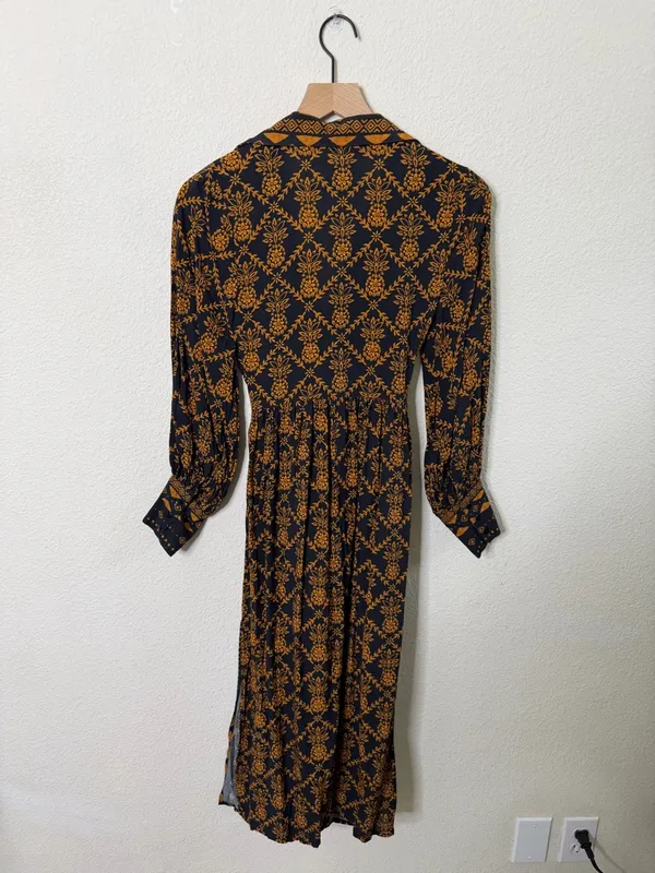 Farm Rio Long-Sleeve‎ V-Neck Printed Tie Front Midi Dress Womens Size XXS - Image 7