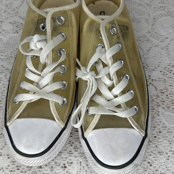 Converse plastic yellow clear low top all star shoes sneakers sz 7 - Image 2