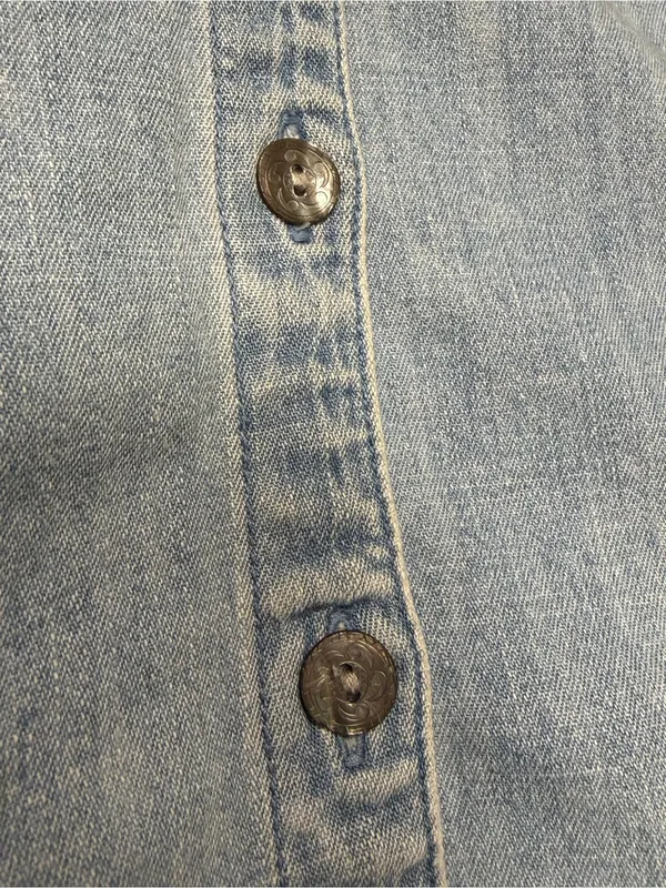 Vintage Y2K Denim Embroidered Button Front Top Cottagecore Boho Western XL - Image 8