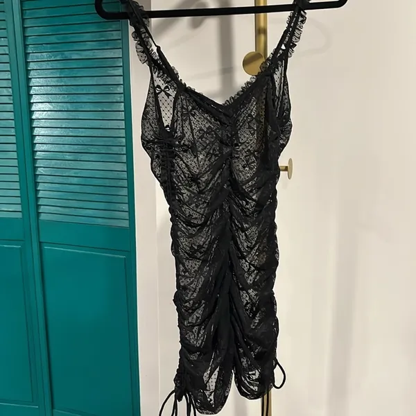 Anthropologie NWT Sleeveless Ruched Mesh Mini Dress - S - Image 7