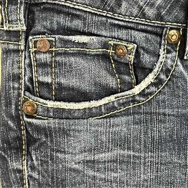 Silver Aiko Bootcut Jeans Women’s Size 28x31 Thick Stitch Dark‎ Denim Low Rise - Image 15
