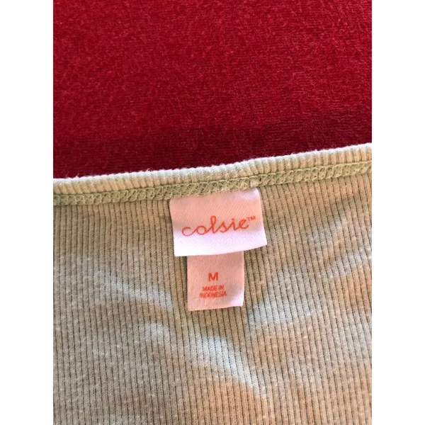 Colsie light green scoop v-neck short sleeve crop top Size Medium - Image 3
