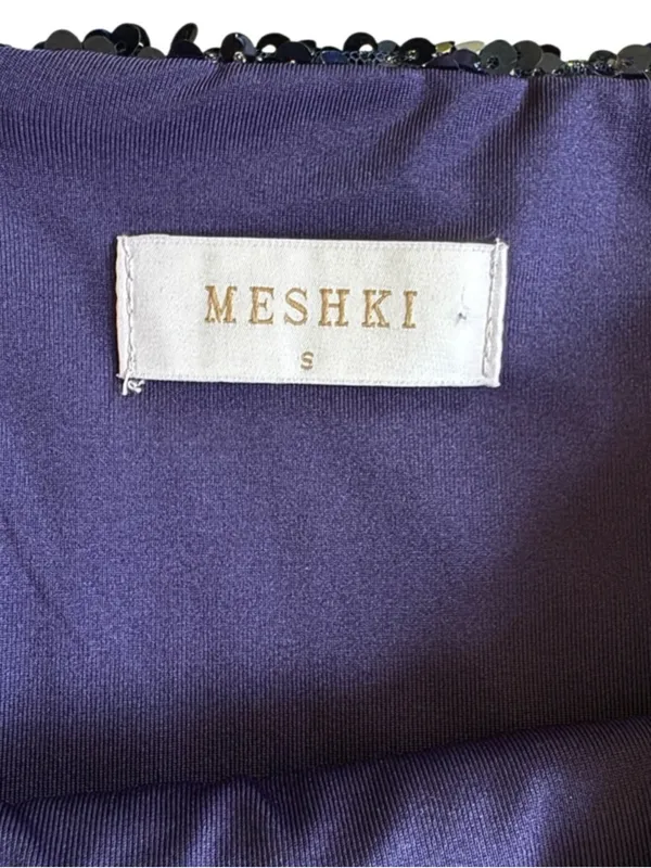 EUC MESHKI Sequined Mini Skirt Midnight Blue Size Small - Image 5