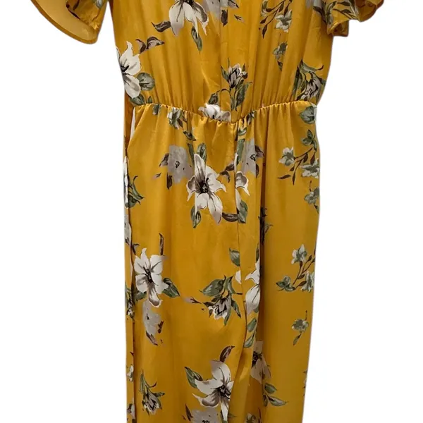 Romper Jumpsuit yellow floral size small by sienna sky perfect for fall w denim - Image 2