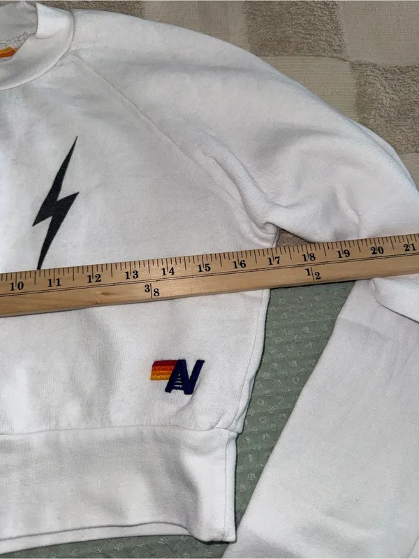 white Aviator Nation Bolt‎ 2 cropped sweatshirt XS Sold Out - Image 2