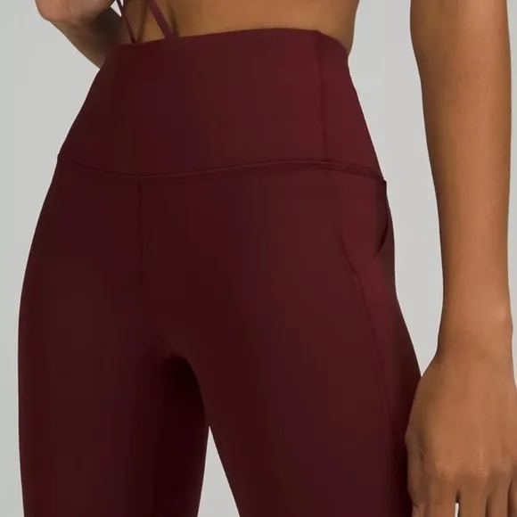 LULULEMON Burgundy Pace Rival‎ High-Rise Crop 22" Athletic Leggings Size 6 - Image 2