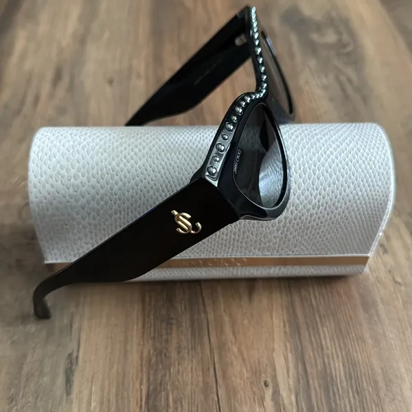 Jimmy Choo Black Cat-Eye Sunglasses with Silver Accents - Image 4