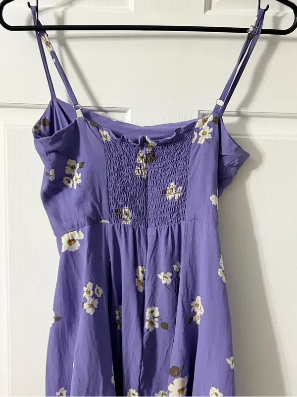 Reformation Lavender Floral Spaghetti-Strap Dress - Image 6