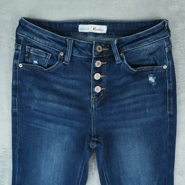 KanCan Flare‎ Jeans Women 7/27 (28x30) Distressed Button Fly Petite Harlowe - Image 4
