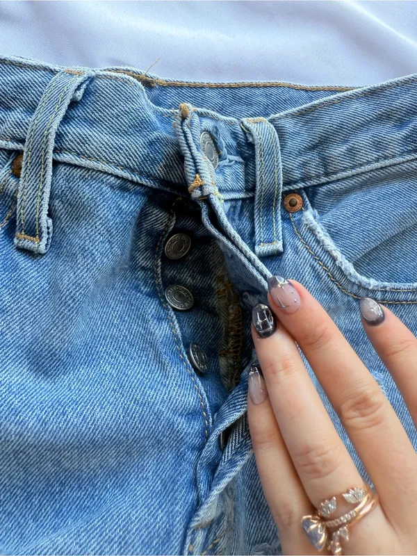 Levi’s 501 Original Denim Distressed Button Fly Shorts in Quiet Riot Size 27 - Image 7