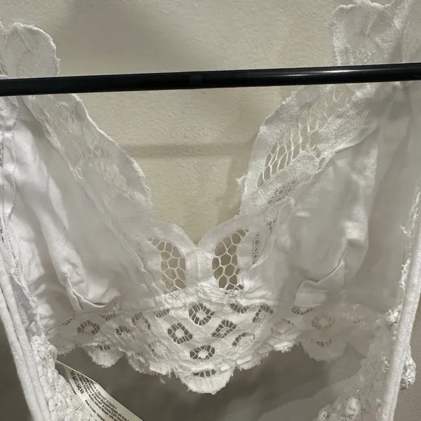 Free People FP One White Adella Floral Lace Bralette Small Boho Fairy Coquette‎ - Image 4