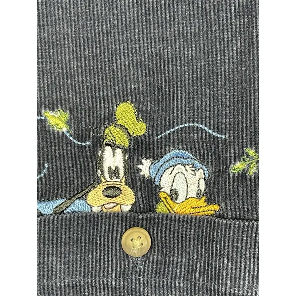 Vintage Mickey Characters Corduroy Button Up Shirt Disney Embroidered Plus 26W - Image 5