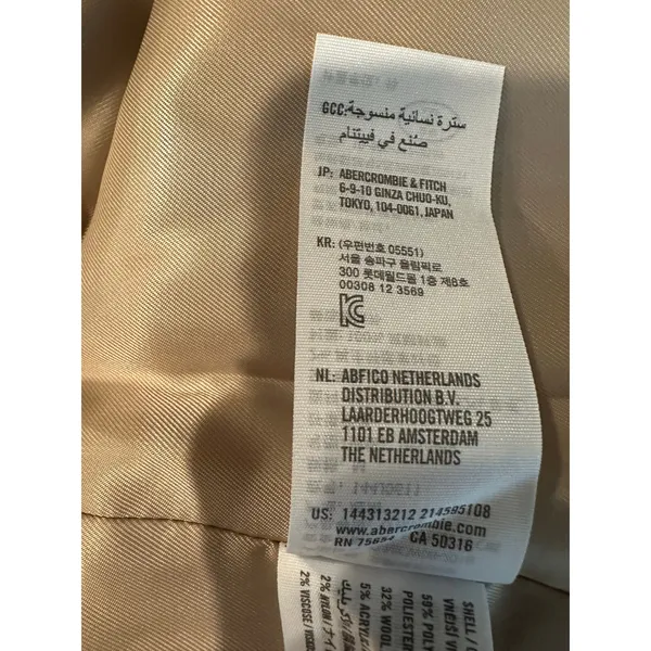 Abercrombie & Fitch Wool blend oversized boxy light brown tan coat sz Medium - Image 9