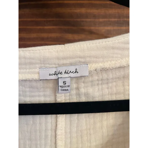 White Birch convertible sleeve, Raglan, V-neck, gauze, blouse size small - Image 2