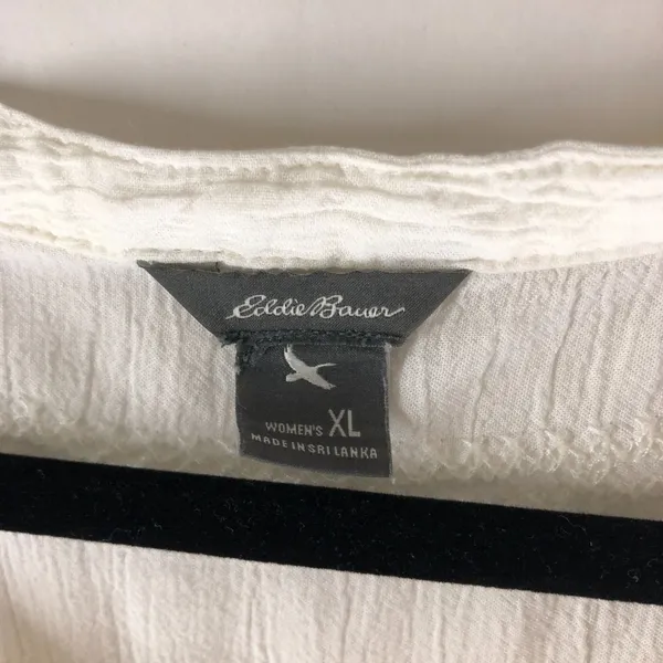 Eddie Bauer Womens Long Sleeve Button-up Blouse Textured Crinkled White XL - Image 3