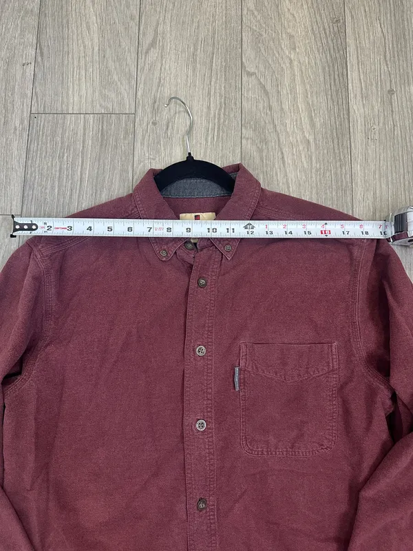 Woolrich Burgundy Faded Button Up Shirt Men’s M Vintage Feel - Image 6